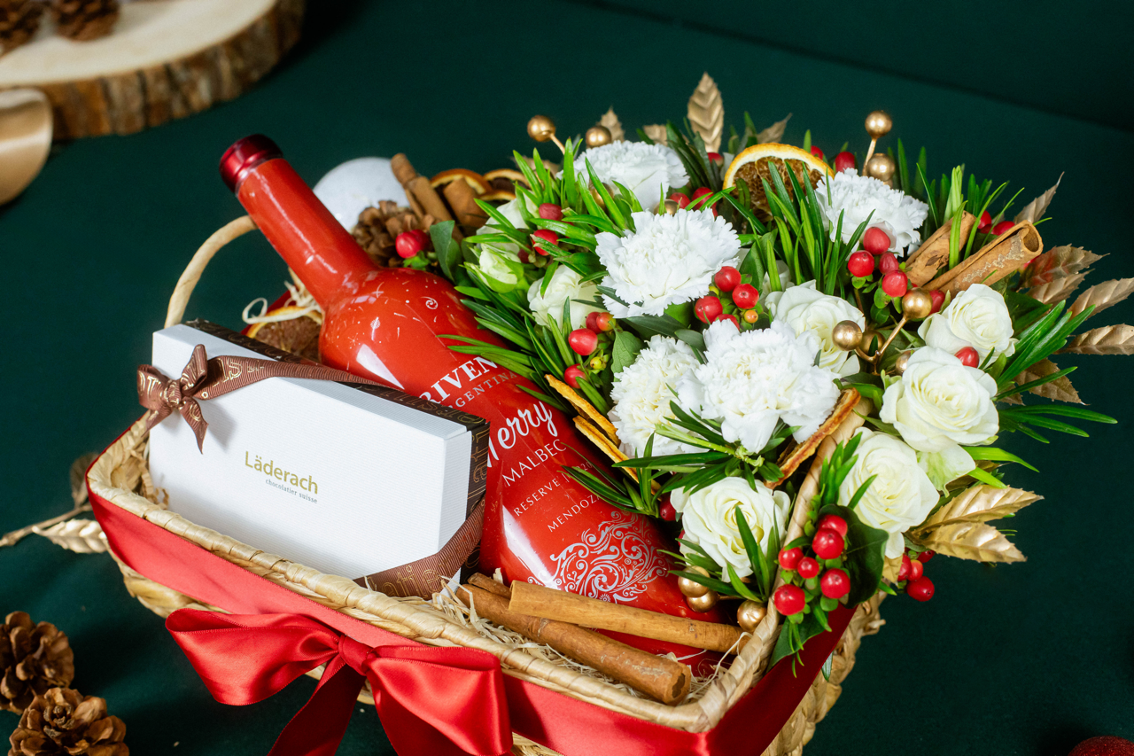 christmas flower hamper