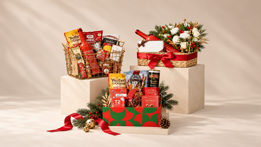 Elegant festive gourmet gift hampers by Sage & Gifts for Christmas 2026