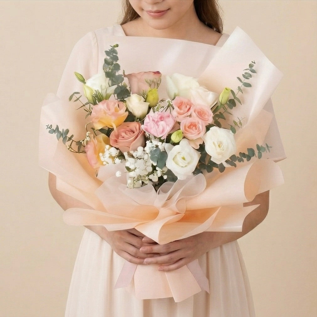 Peach Blush Garden - Bouquet of Fresh Flowers