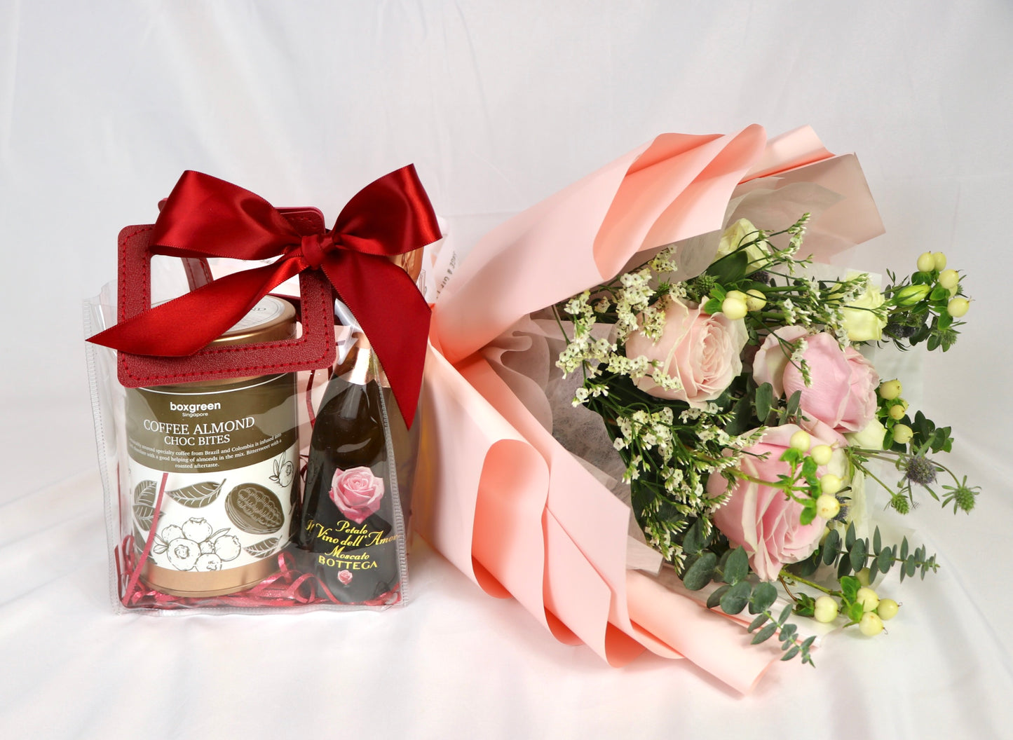 Forever Yours: Bouquet, Wine & Chocolates Gift Set | V Day 2025