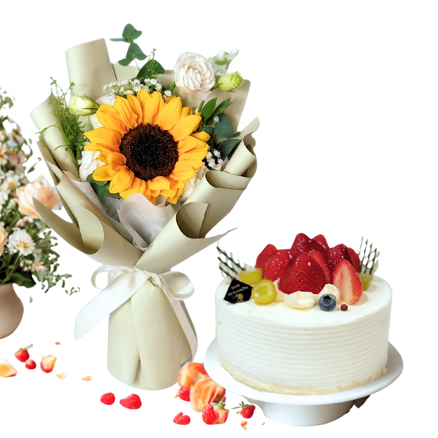 Brighten Someone’s Day –  Flowers and Cake Bundle