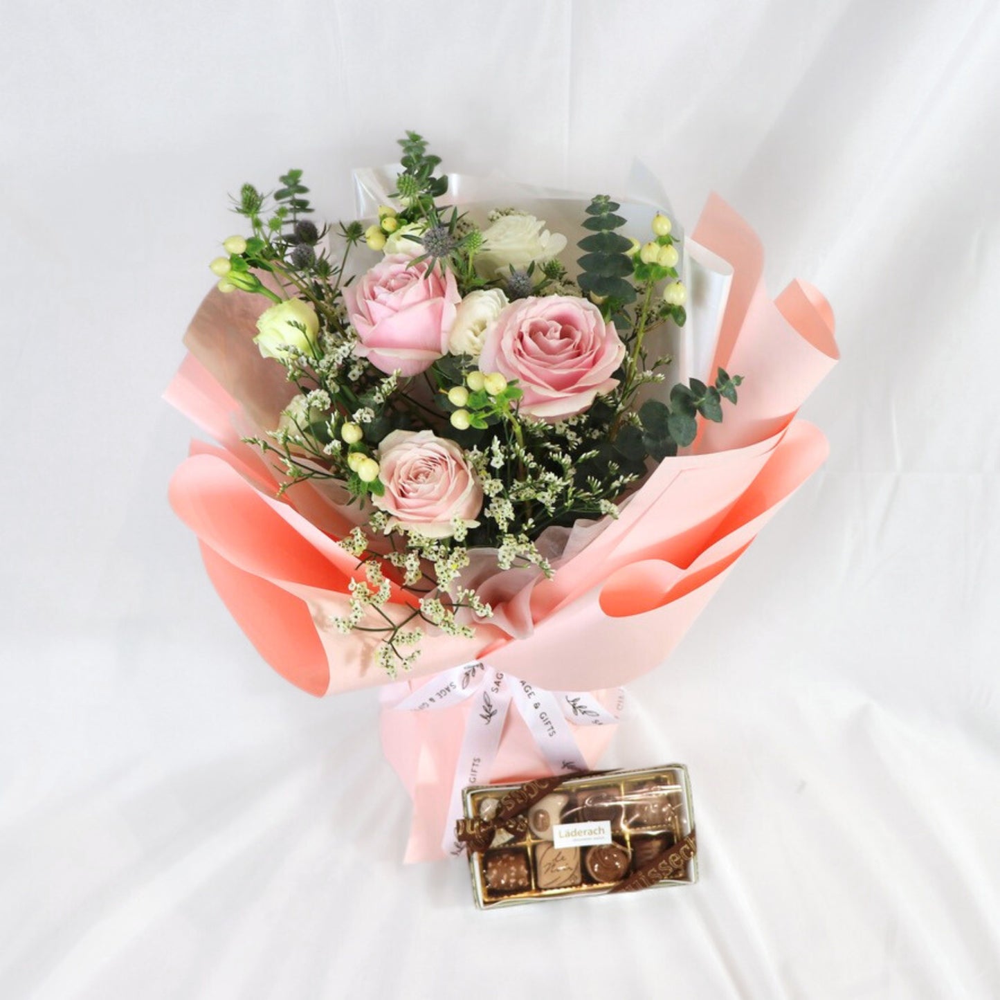 Forever Yours: Bouquet & Läderach Pralines Gift Set | V Day 2025